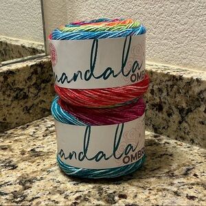 Mandala Ombre Multicolor Yarn - Bright Blue, Red, Pink